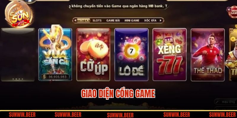 Giao diện cổng game hấp dẫn, được thiết kế tinh xảo